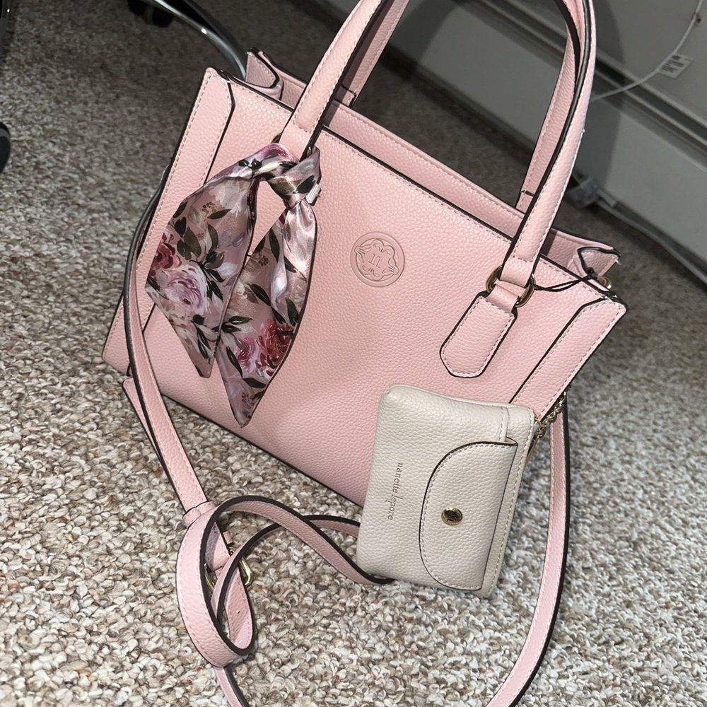 Nanette Lepore Pink and Cream Tote Bag with Textured Finish